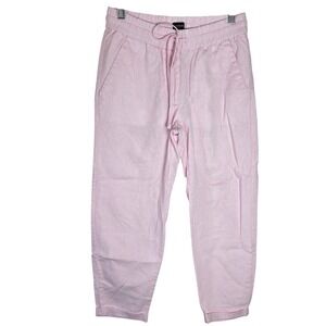 Crew Linen Jogger Pants Elastic Waist Drawstring Relaxed Lounge Petite 0